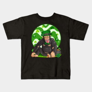 Chimpanzee St Patricks Day Irish Leprechaun Kids T-Shirt